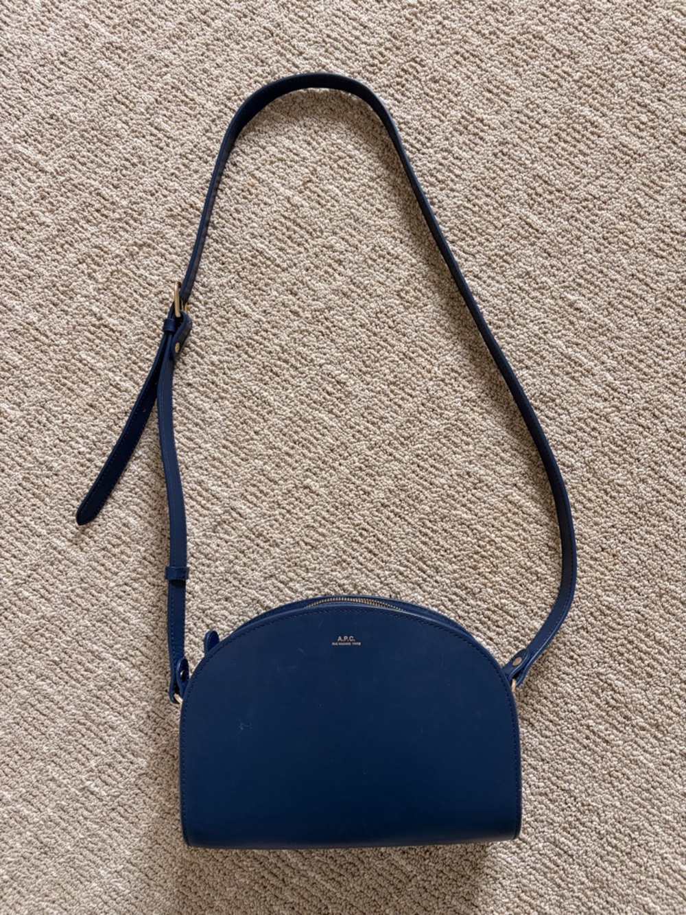 A.P.C. Deep Navy Half-Moon Leather Crossbody